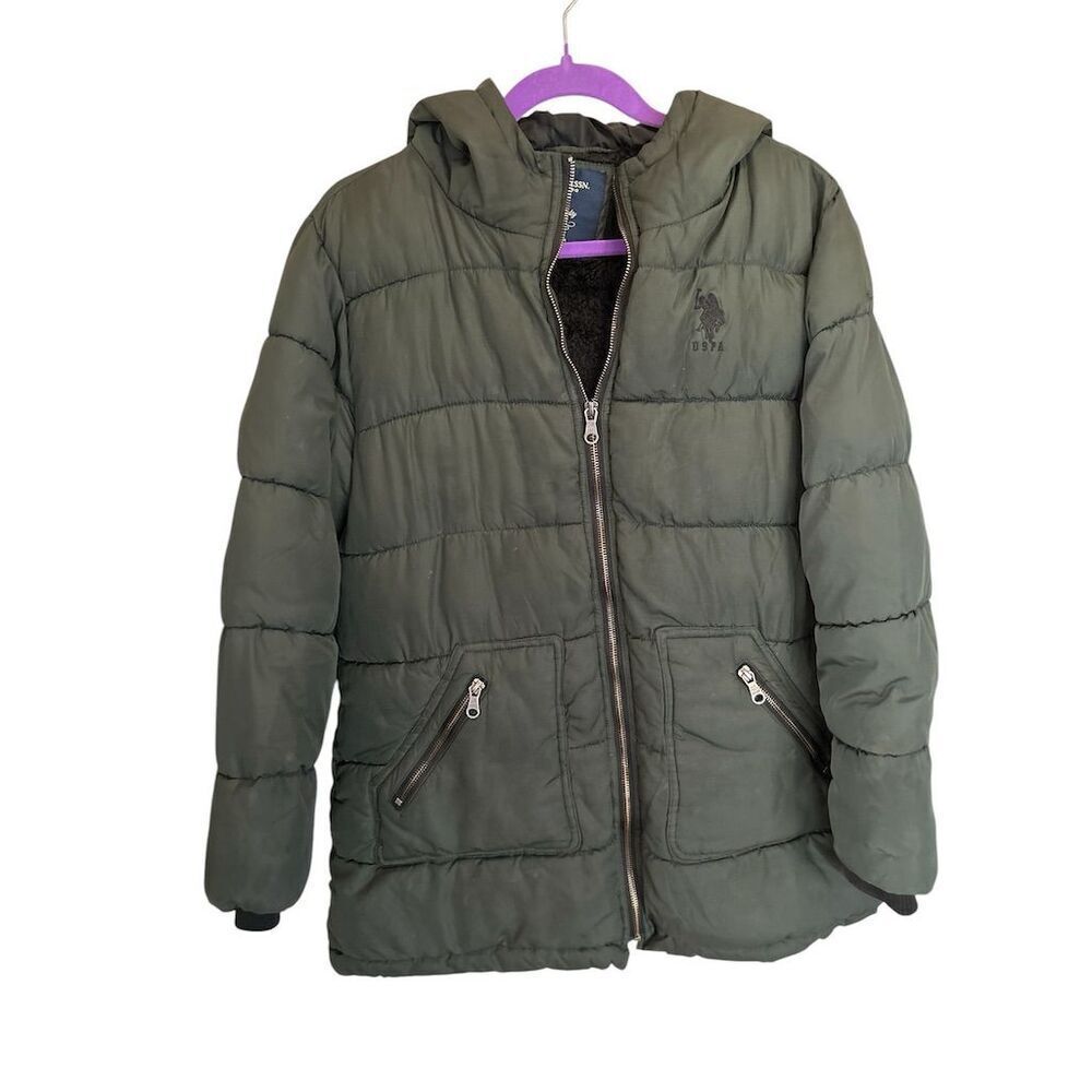 U.S. Polo Assn. Men's Green Puffer‎ Jacket with Hood Size L Casual - Picture 5 of 10